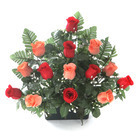 Jardinière de roses bicolore artificielles D 45 H 39 cm